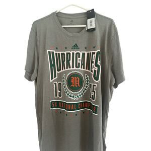 adidas Heathered Charcoal Miami Hurricanes 5X National Champs Tri-Blend Sz XL